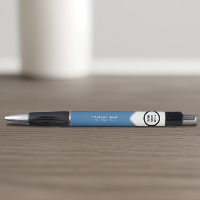 Stylo publicitaire de marque bleu acier pour entre (Créateur téléchargé)