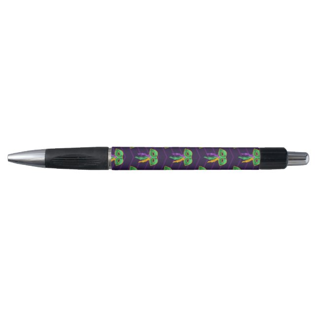 STYLO PURPLE VERT JAUNE MARDI GRAS MOTIF (Devant)