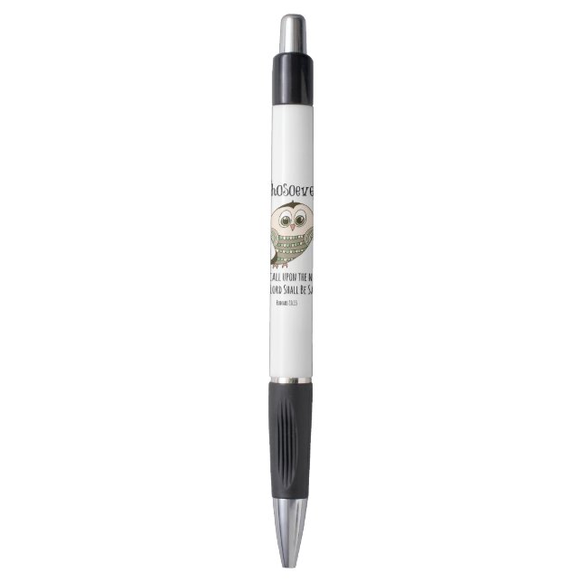 Stylo Qui que soit le verbe de la Bible avec le hibou (Devant (Vertical))