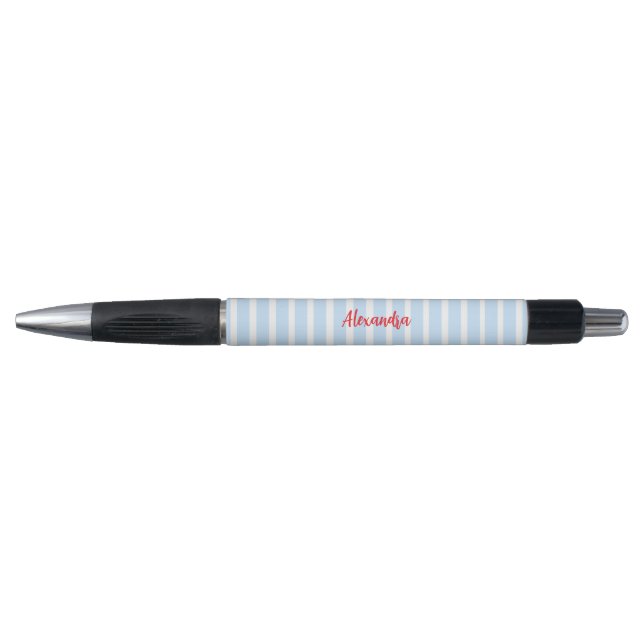 Stylo Rayures fines bleu clair (Devant)