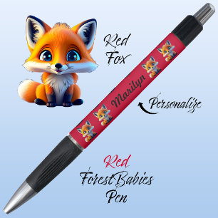 Stylo Red Fox, Unique Kids School Stationery Vibrant Rou