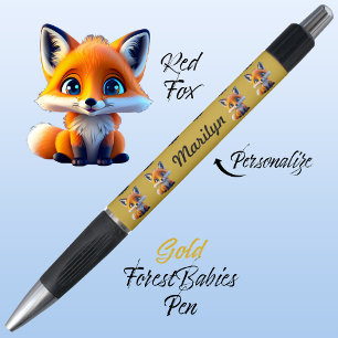 Stylo Renard rouge, or coloré Retour à la papeterie scol