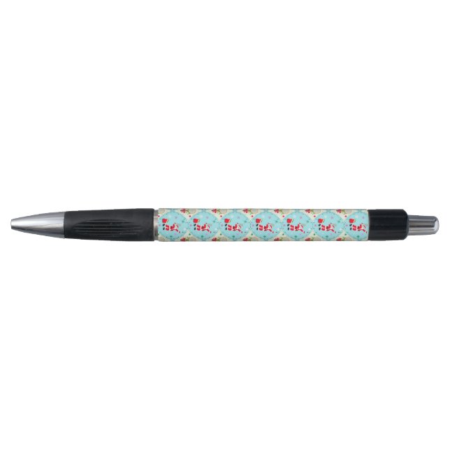 Stylo Retro Père Noël Jouer Tennis Ogee Motif Black Enk (Devant)