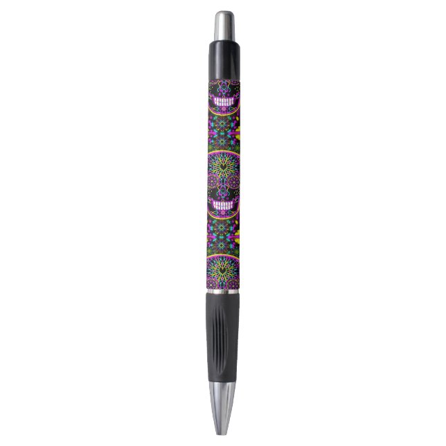 Stylo Rose de néon de crâne de sucre (Devant (Vertical))