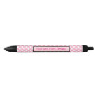 Stylo rose et noir personnalisé de point de polka
