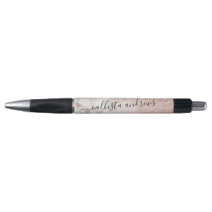 Stylo Rose glamour or blanc Parties scintillant marbre d