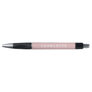 Stylo Rose Pâle Simple Minimaliste Nom Personnalisé