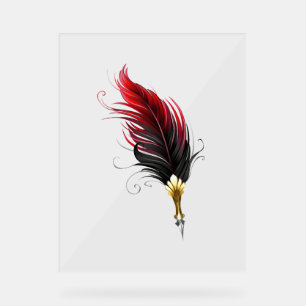 Stylo rouge en plumes avec nib or