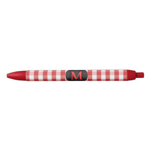 Stylo Rouge Monogramme personnalisé par motif rouge élégant de