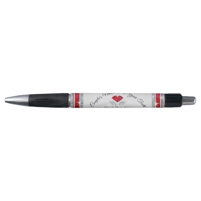 Stylo Ruby Thème Personnalisé 40e anniversaire Faveurs (Devant)