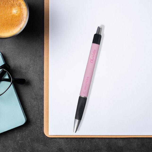 Stylo Signature de nom de monogramme rose (Créateur téléchargé)