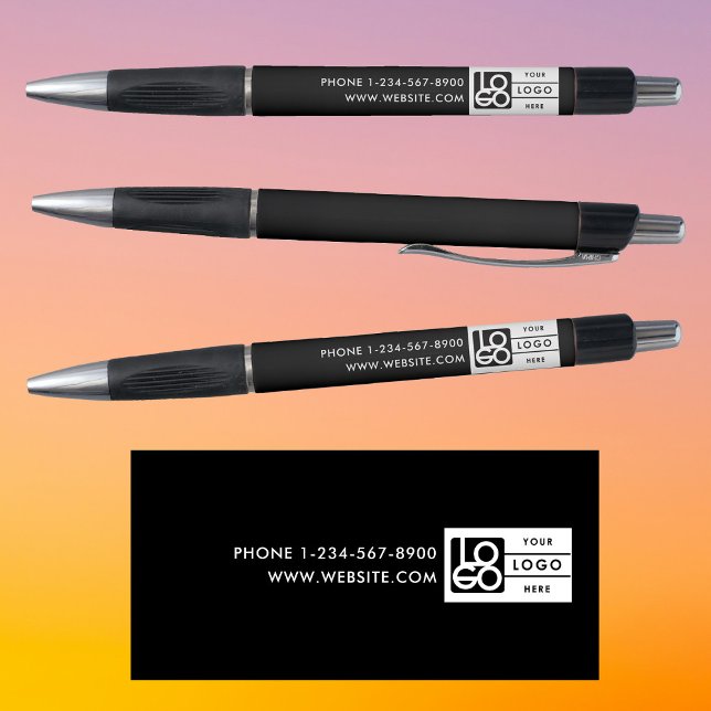 Stylo Simple Business Logo Custom Text Black White (Simple Business Logo Custom Text Black White Pen)