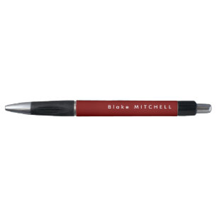 Stylo Simple Monogramme Nom Moderne Rouge Bourgogne
