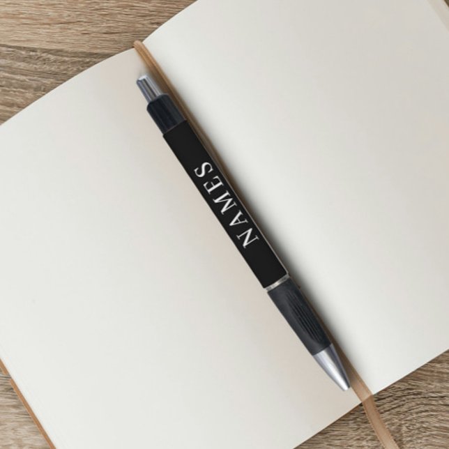 Stylo Simple noir personnalisé Ajoutez votre nom Élégant (Créateur téléchargé)