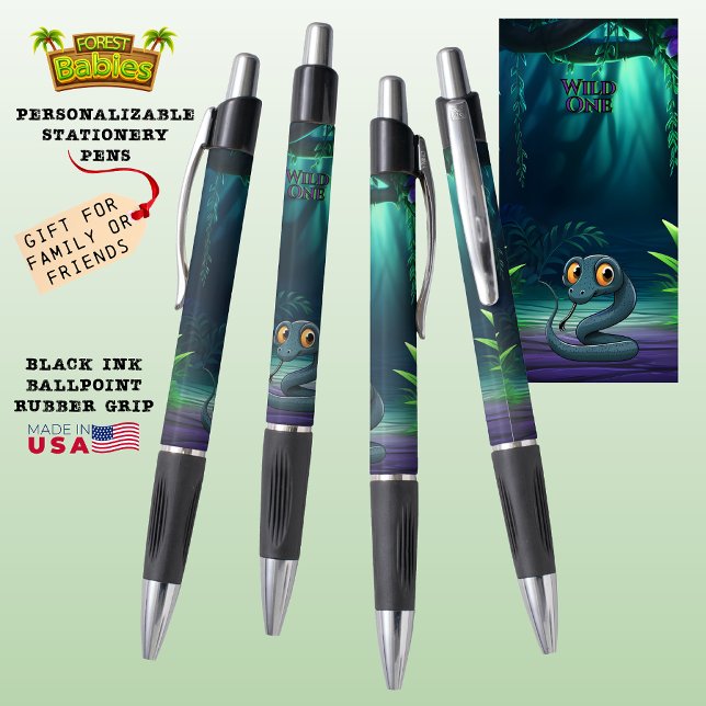 Stylo Snake Endangered Woodland Wildlife Forest Animal🐍 (Personalizable Snake Endangered Woodland Wildlife Stationery. Serpent Forest Animal Character Pen 🐍)