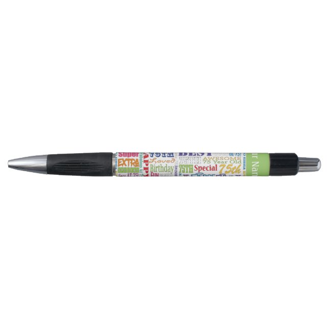 Stylo Soixante-quinzième cadeaux personnalisés uniques (Devant)