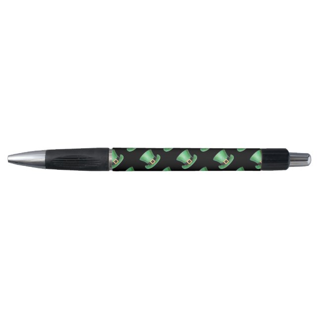 Stylo St Paddy's Day Vert Top Motif de chapeau sur Noir (Devant)