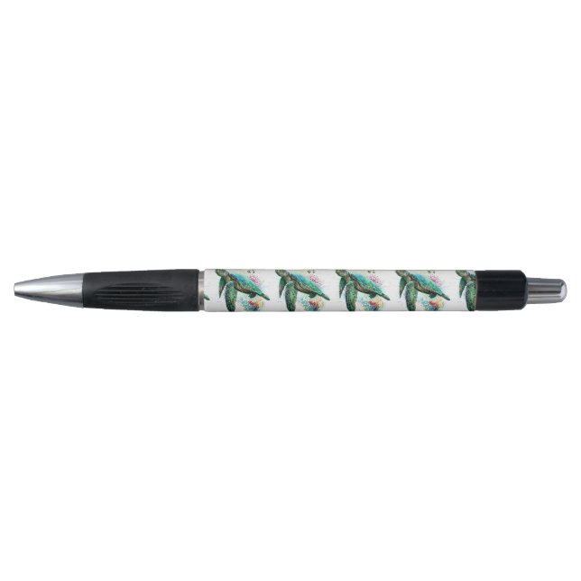 Stylo Style d'aquarelle sous-marine de tortue marine (Devant)