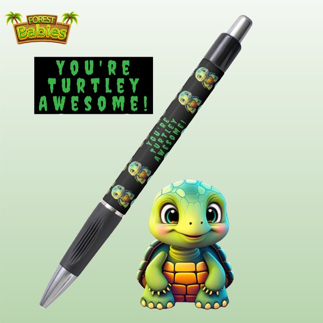 Stylo Tortue unique, Tortue Retour à l'école 🐢 (Cute Turtle You're Turtley Awesome! Tortoise Wildlife Animal Cartoon Graphic Stationery Ink Pen 🐢)