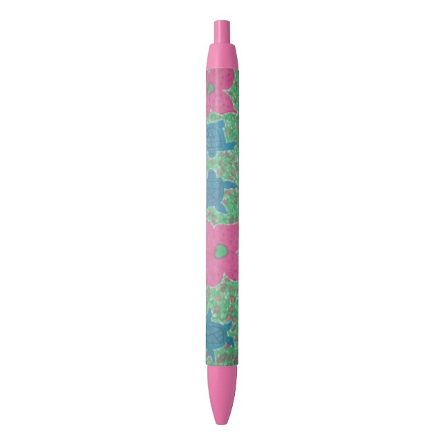 Stylo tropical de tortues et de fleurs (devant Vertical)