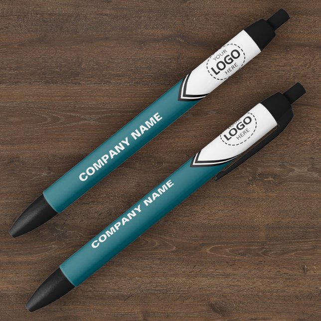Stylo Turquoise Logo & Texte de l'entreprise (Créateur téléchargé)