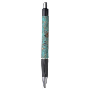 Stylo Turquoise Teal et antiquité vintage de cuivre d'o