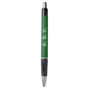 Stylo vert de base avec monogramme vert sauge