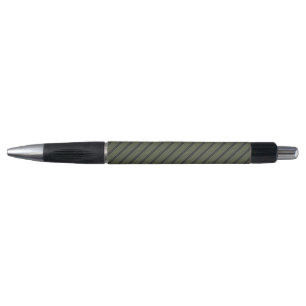 Stylo Vert olive et charbon de bois cinq bandes motif