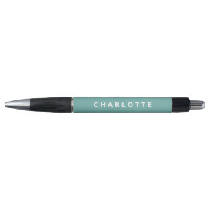 Stylo Vert sauge uni minimaliste nom personnalisé