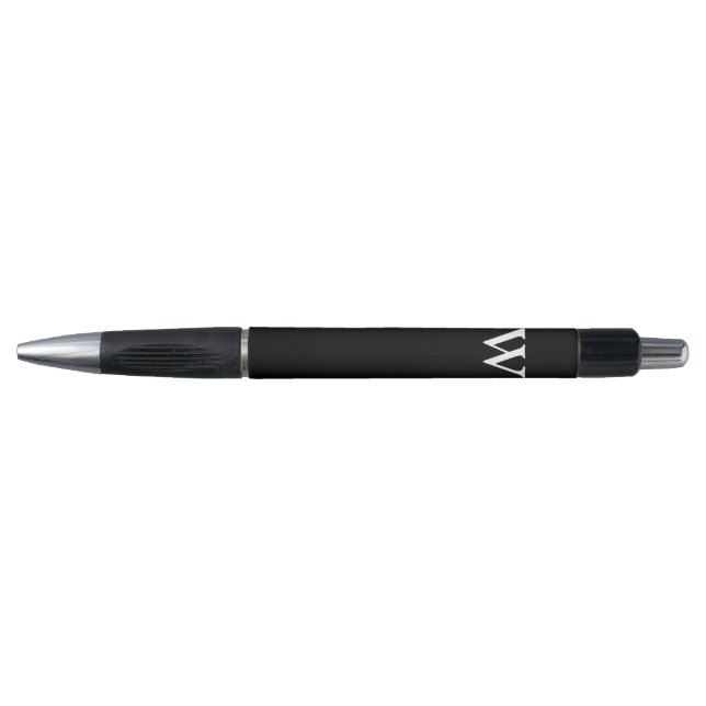 Stylo Votre monogramme en noir et blanc (Devant)