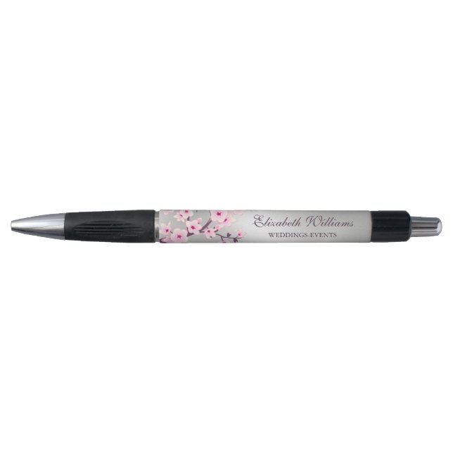 Stylo Wedding planner d'argent rose Fleurs de cerisier (Devant)