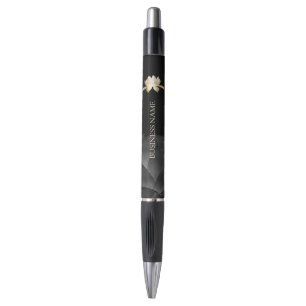 Stylo Yoga Gold Lotus Flower Black Floral Promotionnels