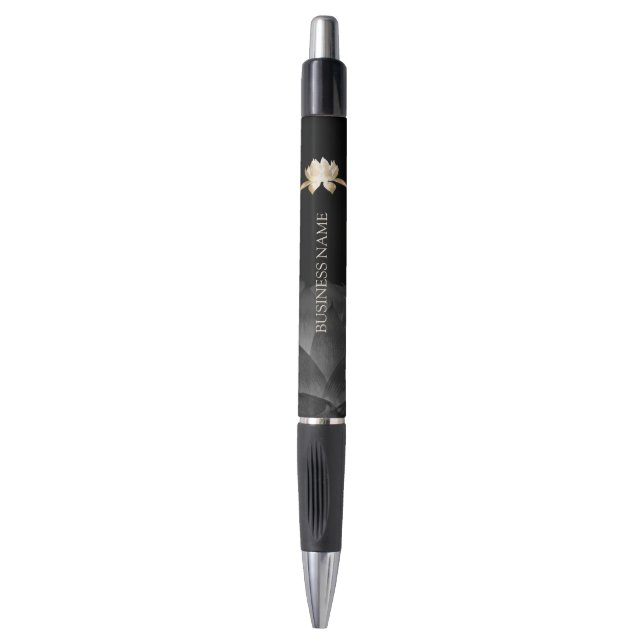 Stylo Yoga Gold Lotus Flower Black Floral Promotionnels (Devant (Vertical))