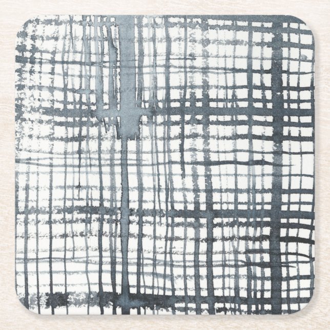 Stylus - Check Pattern Square Paper Coaster (Front)