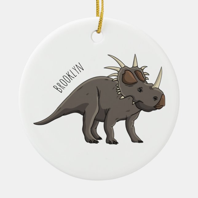 Styracosaurus cartoon illustration  ceramic ornament (Front)