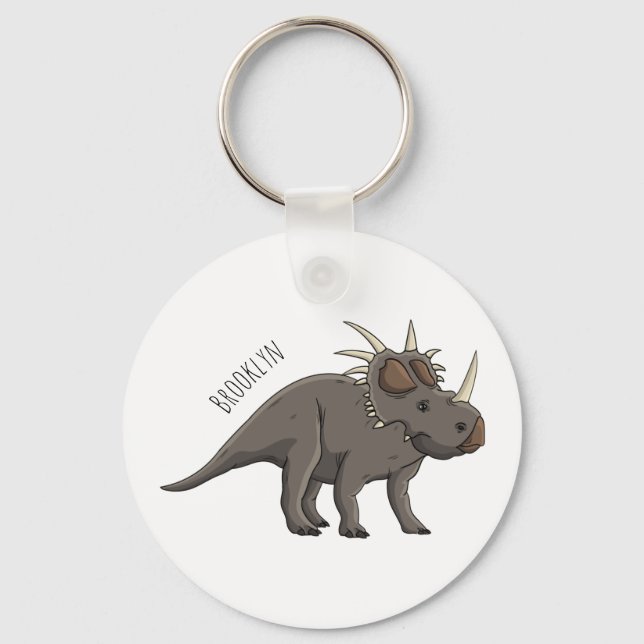 Styracosaurus cartoon illustration  keychain (Front)