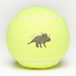 Styracosaurus cartoon illustration  tennis balls