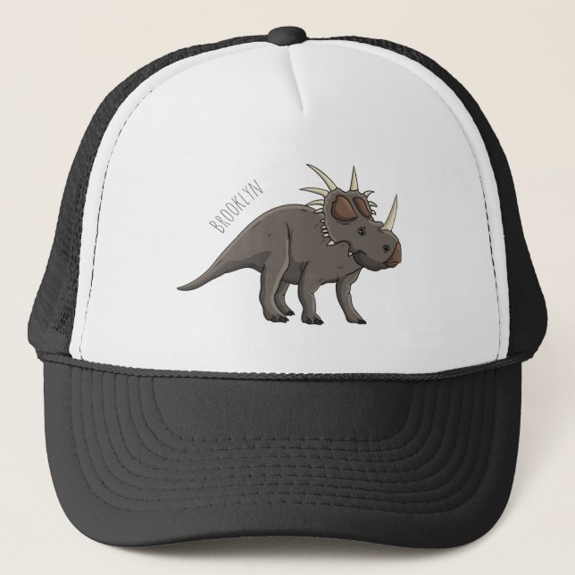 Styracosaurus cartoon illustration trucker hat (Front)