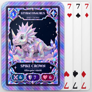 Styracosaurus Dinosaur, Rainbow Foil Art Playing Cards