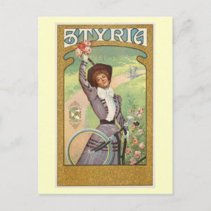 Styria, Woman with Bicycle, Circa c.1895 Vintage Postcard