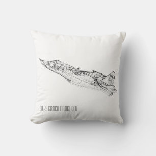 SU 25 Grach Soviet Frogfoot Plane Sketch Throw Pillow