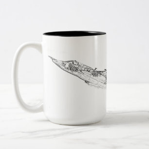 SU 25 Grach Soviet Frogfoot Plane Sketch Two-Tone Coffee Mug