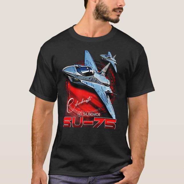 SU-75 Checkmate Stealth Fighter Aircraft T-Shirt (Front)