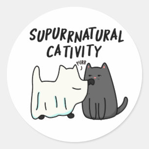 Su-purr-natural Cativity Funny Cat Pun  Classic Round Sticker