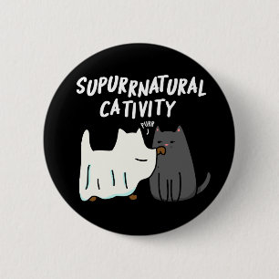 Su-purr-natural Cativity Funny Cat Pun Dark BG 2 Inch Round Button