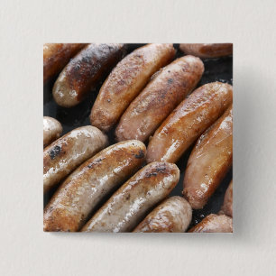 Suasages on Barbeque 2 Inch Square Button