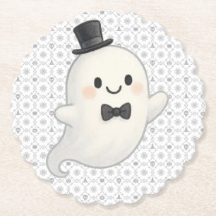 Suave cartoon ghost Halloween Paper Coaster