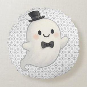 Suave cartoon ghost Halloween  Round Pillow