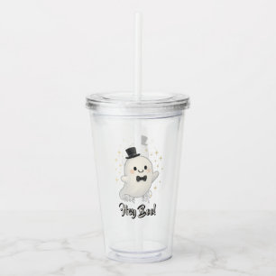 Suave cartoon Hey Boo ghost Halloween Acrylic Tumbler