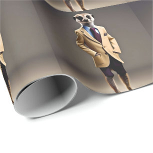 Suave Looking Meerkat Means Business, Wrapping Paper
